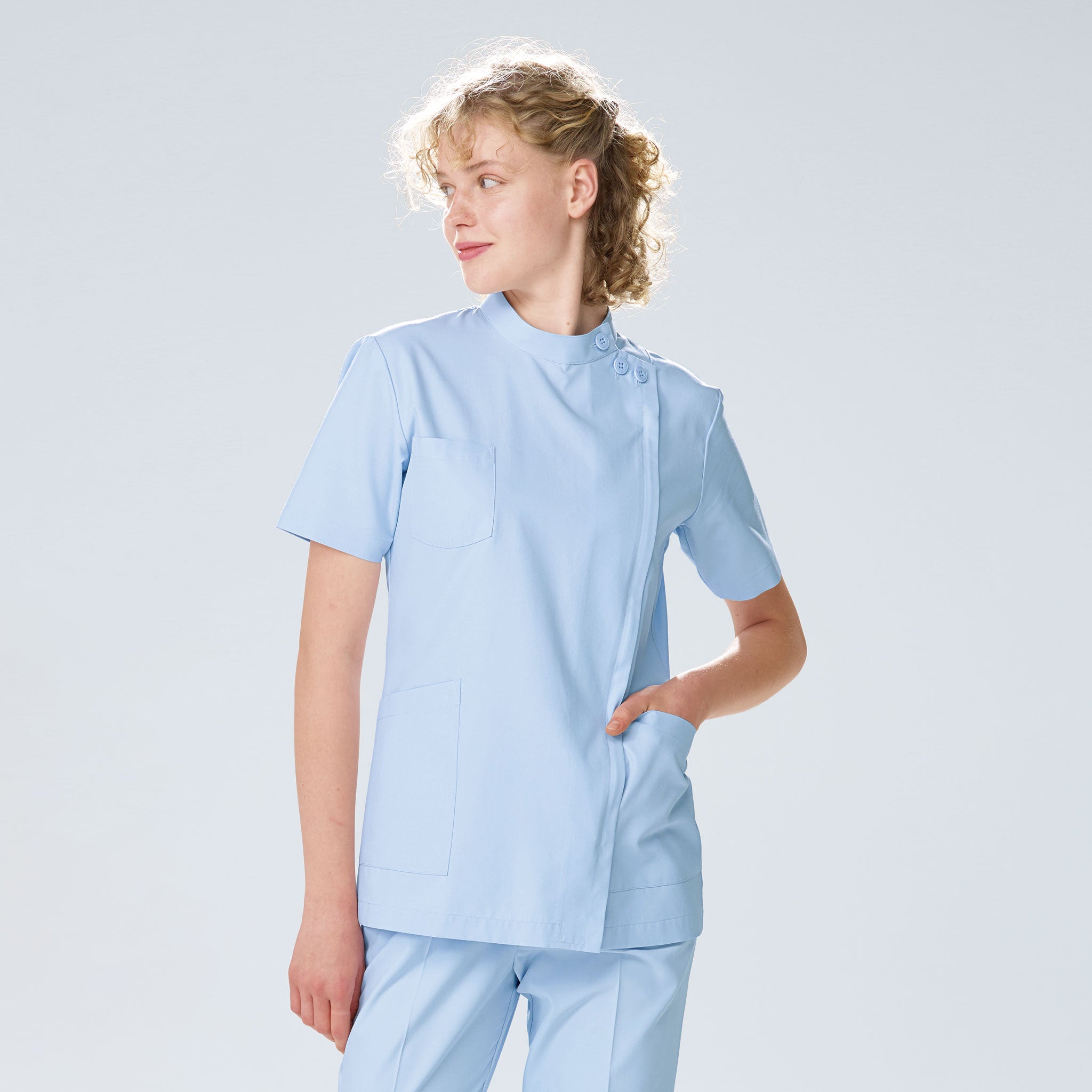 여성용 옆단추형 반팔 소매 KES-5172